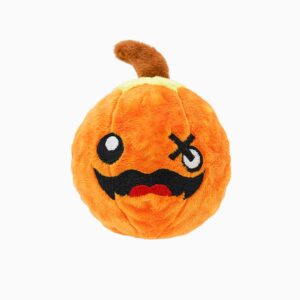 Hugsmart Howloween Super Ball Pumpkin plush dog toy with squeaker