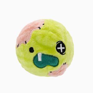 Hugsmart Howloween Super Ball Zombie plush dog toy with squeaker