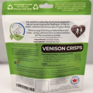 B&T Venison Crisps Treat Dehydrated Treat Single Ingredient Allergy