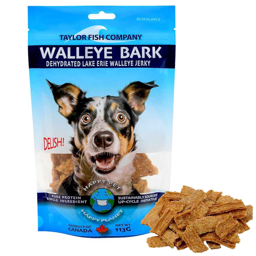 Walleye Bark front Taylor Fish Company, Walleye, Walleye Treats, Walleye, Walleye Bark, Dehydrated